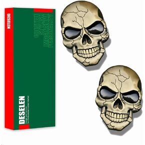 3D Metal Skull Emblem Decal, Heavy-Duty Aluminum Alloy Badge, 1.65 x 2.68 inch (6.8cm x 4.2cm), Waterproof Adhesive Sticker for Car Motorcycle Laptop (Gunmetal) in Kuwait