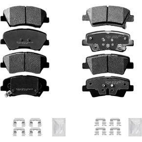 Front and Rear Ceramic Brake Pads Set with Hardware For 2011-2016 Hyundai Elantra, 2012-2017 Accent, Velo-ster, 2014-2016 Kia Forte, Rio in Kuwait