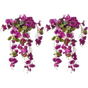 2Pcs Rose Red Artificial Silk Hibiscus Flower Hanging Decorations, UV Resistant Outdoor Faux Hibiscus Flowers for Home Outdoor Artificial Flower Decorations in Kuwait