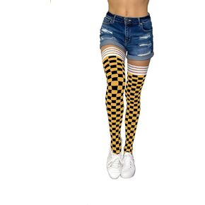 Kix'ies Thigh Highs | GAME DAY Checkered Thigh High Womens Stockings | Stylish, Practical, & Sexy Thigh High Stockings in Kuwait