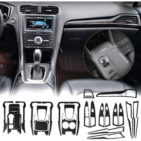 غطاء تغليف من الفينيل للوحة القيادة المركزية لوحدة التحكم باللون الأسود غير اللامع من ألياف الكربون الداخلية مقطوعة مسبقًا لمسند الذراع ولوحة التحكم الواقية ملحقات ملصق الديكور لسيارة Ford Fusion 2013-2021 in Kuwait