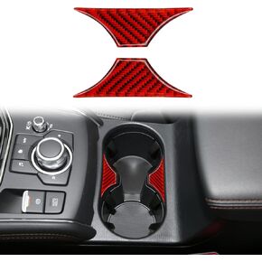 Carbon Fiber Center Console Cup Holder Frame Panel Cover Trim Compatible with Mazda CX-5 2017 2018 2019 2020 2021 2022 Interior Accessory Red (2Pcs) in Kuwait
