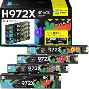 972X Ink Cartridge Compatible with 972-X 972X Replacement for PageWide Pro 452dw 452dn PageWide Pro Multifunction 477dw 477dn 577dw 577z Printer (4 Pack, Bk/C/M/Y) in Kuwait