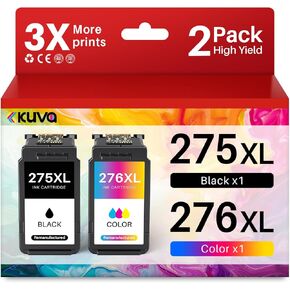 خرطوشة حبر Kuva 275xl 276xl بديلة لحبر Canon 275 276 XL PGI275 CLI276 PG-275 CL-276 XL لطابعة Pixma TS3500 TS3522 TS3520 TR4700 TR4720 TR4722 (عبوة من قطعتين بلون أسود) in Kuwait
