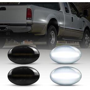 AUTOONE White LED Dually Bed Side Marker Lights for1999-2010 Ford F350 F450 F550 Super Duty, 6500K White Dual Rear Wheel Bed Marker Lamps, Smoked Len, 4PCS in Kuwait