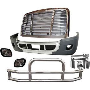 QSC Truck Parts Bumper Fog Light Grille Deer Guard Set for Freightliner Cascadia 08-16 in Kuwait