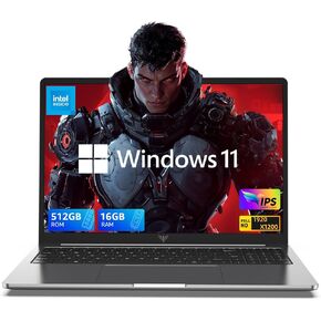 جهاز كمبيوتر محمول 16 جيجابايت DDR4 ، 512GB SSD مع معالج Intel N97 ، شاشة 1080p FHD ، Windows 11 ، WiFi ، BT5.0 ، USB3.2 ، Type-C ، 38WH Battery in Kuwait