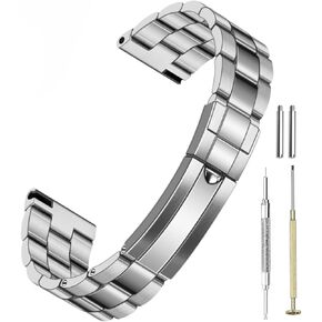 سوار ساعة من الفولاذ المقاوم للصدأ مقاس 20 ملم و22 ملم مع مشبك غوص صلب، وسوار معدني سريع التحرير لساعة اليوبيل، سوار ساعة فضي مصقول غير لامع للرجال والنساء in Kuwait