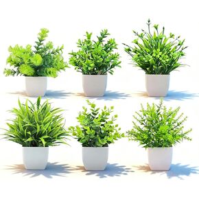Artificial Plants 6 Packs Fake Plants Small Faux Plants Bathroom Accessories for Indoor Halloween Home Kitchen Office Desk Table Decor in Kuwait