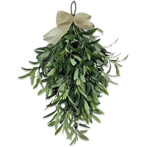 Upgraded 24" Artificial Olive Branch Teardrop Swag for Front Door – Fuller Realistic Faux Olive Leaf Greenery Wreath, Farmhouse Rustic Door Decoration for Wall, Porch, Indoor Outdoor Year Round Decor in Saudi Arabia