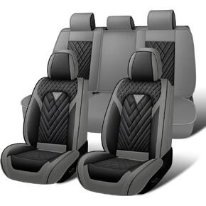 مجموعة أغطية مقاعد السيارة الكاملة لسيارة Ford Escape 2001-2026، غطاء مقعد السيارة من جلد نابا المقاوم للماء، مجموعات أغطية مقاعد السيارة ذات التغطية الكاملة (5 مقاعد/رمادي أسود) in Kuwait
