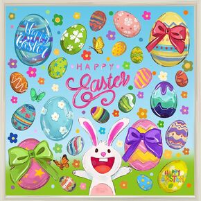 6 Sheets Easter Window Clings Oil Painting Eggs Flowers Stickers for Home Office School Decor Spring Glass Window Decoration Large Easter Eggs Window Decals in Saudi Arabia