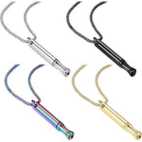 4 Pack Breathing Necklace Stainless Steel Breathe Necklaces for Women Men in Kuwait