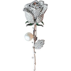 Rose Flower Brooch with Rhinestone Pearl Sparkling Crystal Floral Pin for Women Party Jewelry for Blazer, Dress, Scarf, Hat in Kuwait