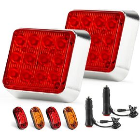 LIGBT Red LED Magnetic Trailer Lights 2Packs Wireless Trailer Stop Brake Turn tail lights for Trucks Vehicles Rechargeable Strobe Beacon Light Portable Square Flashing Tow Light 12V 24V in Kuwait