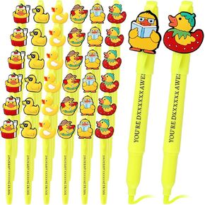 Gueevin 30 Pcs You're Awesome Yellow Highlighter Employee Appreciation Duck Gifts Inspirational Pens for Thank You Duck Lovers Coworkers Teacher Team Staff in Kuwait
