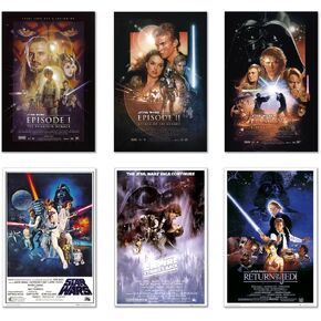 ملصق توقف على الإنترنت Star Wars الحلقة I وII وIII وIV وV وVI - مجموعة ملصقات الفيلم (6 ملصقات أفلام فردية بالحجم الكامل) (مقاس 24 بوصة × 36 بوصة لكل منها) in Kuwait