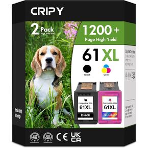 CRIPY 61XL 61 Ink Cartridge Combo Pack Replacement for HP Ink 61 61XL Ink Cartridges for Envy 4500 5530 4502 OfficeJet 4630 Deskjet 2540 3510 Printer (61-XL Ink, 2-Pack) in Saudi Arabia