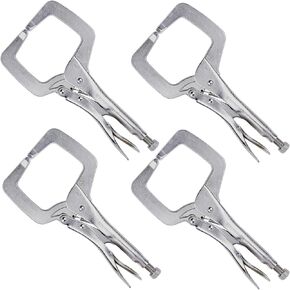 11" Locking C-Clamp Pliers, 3-3/8" Max Jaw Opening & 2-3/8" Throat Depth, 900 Lbs Heavy Duty Clamping Force, Heat-Treated Alloy Steel with Nickel Plating for Welding & Woodworking 2 Pack in Saudi Arabia