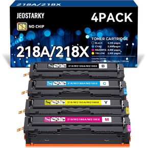 خراطيش حبر 218A 218X بدون رقاقة متوافقة مع HP Color LaserJet Pro MFP 3301fdw 3301cdw 3301sdw 3201dw استبدال الطابعة W2180A W2180X W2181A W2182A W2183A 4 عبوات in Kuwait