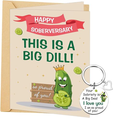 بطاقة الرصانة هدايا رصينة للنساء - مخلل مضحك تحت عنوان هدية رصينة بطاقة الذكرى السنوية مع مغلف الحقيبة المخملية للنساء التعافي السعيد الرصين تهانينا هدية التشجيع in Kuwait