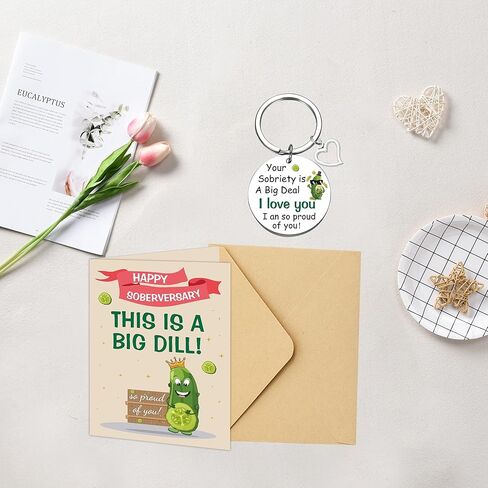 بطاقة الرصانة هدايا رصينة للنساء - مخلل مضحك تحت عنوان هدية رصينة بطاقة الذكرى السنوية مع مغلف الحقيبة المخملية للنساء التعافي السعيد الرصين تهانينا هدية التشجيع in Kuwait