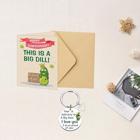 بطاقة الرصانة هدايا رصينة للنساء - مخلل مضحك تحت عنوان هدية رصينة بطاقة الذكرى السنوية مع مغلف الحقيبة المخملية للنساء التعافي السعيد الرصين تهانينا هدية التشجيع in Kuwait