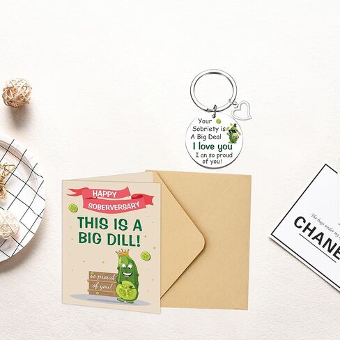 بطاقة الرصانة هدايا رصينة للنساء - مخلل مضحك تحت عنوان هدية رصينة بطاقة الذكرى السنوية مع مغلف الحقيبة المخملية للنساء التعافي السعيد الرصين تهانينا هدية التشجيع in Kuwait