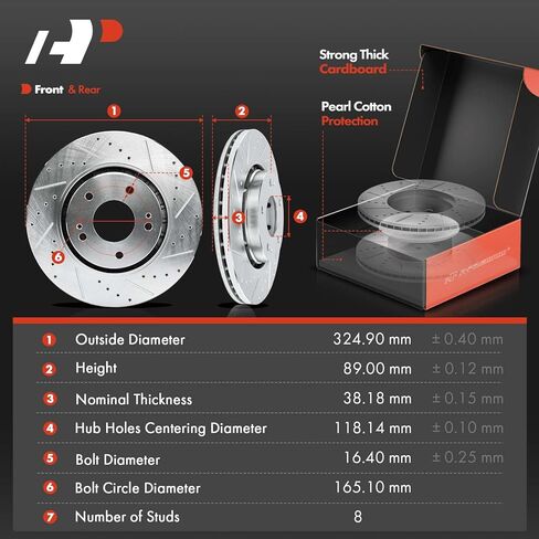 A-Premium Front and Rear Drilled and Slotted Disc Brake Rotors + Ceramic Pads Kit Compatible with Select Mitsubishi Models - Lancer 2009-2015, 12-PC Set in Saudi Arabia