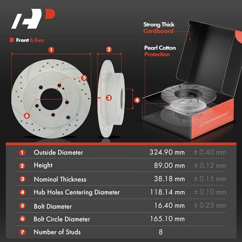 A-Premium Front and Rear Drilled and Slotted Disc Brake Rotors + Ceramic Pads Kit Compatible with Select Mitsubishi Models - Lancer 2009-2015, 12-PC Set in Saudi Arabia