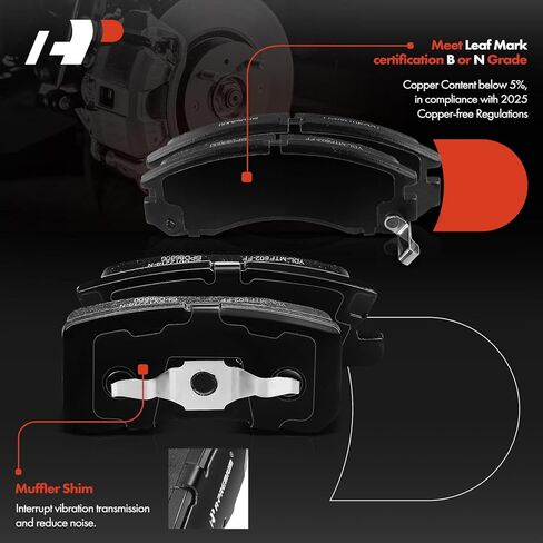 A-Premium Front and Rear Drilled and Slotted Disc Brake Rotors + Ceramic Pads Kit Compatible with Select Mitsubishi Models - Lancer 2009-2015, 12-PC Set in Saudi Arabia