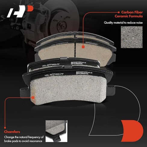A-Premium Front and Rear Drilled and Slotted Disc Brake Rotors + Ceramic Pads Kit Compatible with Select Mitsubishi Models - Lancer 2009-2015, 12-PC Set in Saudi Arabia