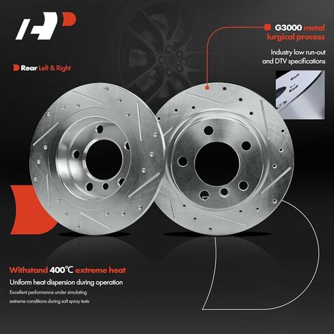 A-Premium Front and Rear Drilled and Slotted Disc Brake Rotors + Ceramic Pads Kit Compatible with Select Mini Models - Cooper Countryman 2011-2016, Cooper Paceman 2013-2016, 12-PC Set in Saudi Arabia