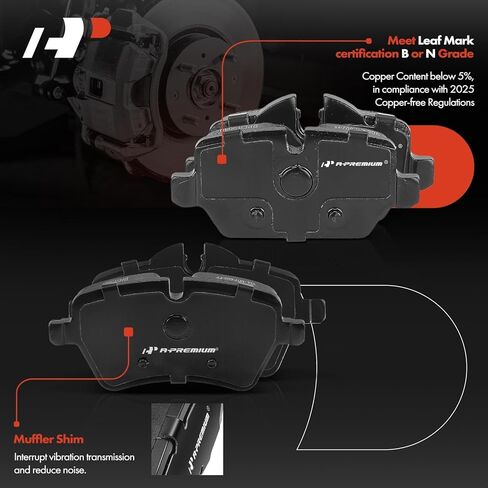 A-Premium Front and Rear Drilled and Slotted Disc Brake Rotors + Ceramic Pads Kit Compatible with Select Mini Models - Cooper Countryman 2011-2016, Cooper Paceman 2013-2016, 12-PC Set in Saudi Arabia