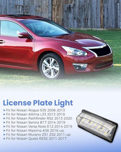 LED License Plate Light Assembly Fit for Nissan Altima Rogue Sentra Pathfinder Maxima Murano Versa Note, Bright White Replace 26510-9Y00A 26510-8991B, 2PCS in Saudi Arabia