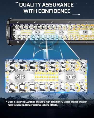 CO LIGHT 20 Inch LED Light Bar Combo with 2x4 Inch LED Pod | White Amber Strobe Lights - 6 Modes | Memory Function | Ideal Off-Road Lighting Solution for Trucks, Car, ATV, SUV, Boat in Kuwait