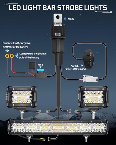 CO LIGHT 20 Inch LED Light Bar Combo with 2x4 Inch LED Pod | White Amber Strobe Lights - 6 Modes | Memory Function | Ideal Off-Road Lighting Solution for Trucks, Car, ATV, SUV, Boat in Kuwait