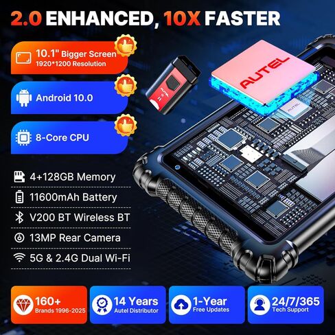 2026 Autel Scanner MaxiSys MS906 MAX، 10.1 بوصة MS906MAX 2.0 Up of MS906 PRO MP900BT MS908S MK908، أداة المسح التشخيصي ثنائية الاتجاه OE، CAN FD DoIP، 3000+ اختبار نشط، 40+ إعادة تعيين، جميع الأنظمة، المسح التلقائي 2.0 in Saudi Arabia