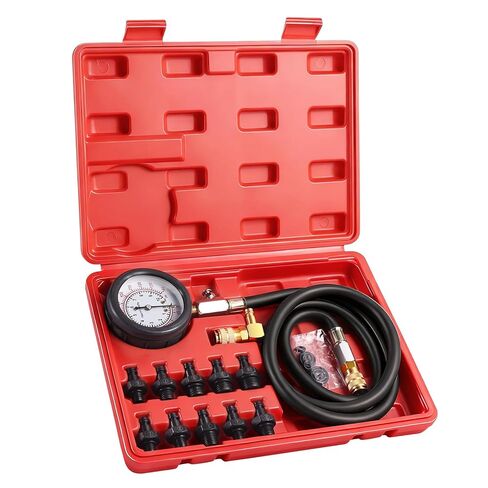 Oil Pressure Tester Kit, 0–140 PSI Engine Oil Pressure Gauge with Hose & Brass Adapters, Automotive Diagnostic Tool for Cars, Motorcycles, Small Diesel Engines, with Storage Case (Blue) in Kuwait