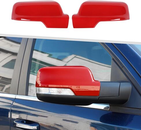 Jimen Compatible with Dodge Ram 2018-2024, Car Outside Door Mirror Caps Rearview Mirror Cover Trim (Red) in Saudi Arabia
