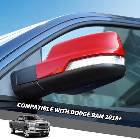 Jimen Compatible with Dodge Ram 2018-2024, Car Outside Door Mirror Caps Rearview Mirror Cover Trim (Red) in Saudi Arabia
