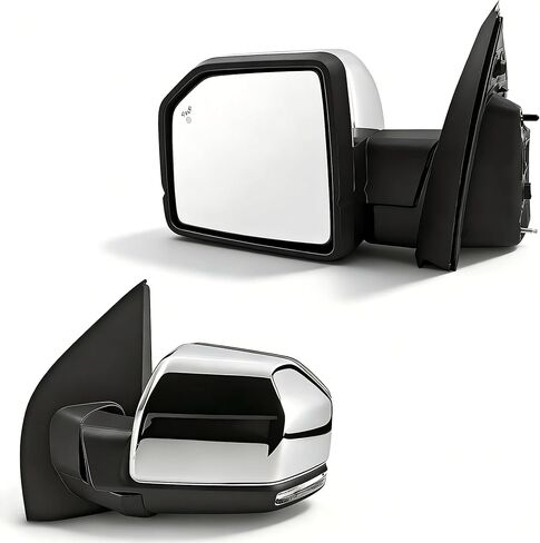 FL3Z17682PB Right Dual Power Mirror 18+4 Pin Camera Chrome for Ford F150 2015-2018; Passenger Side Miror with Memory/Heated/Power Folding/Turn Signal/Puddle Lamp/Side Marker/Blind Spot in Kuwait