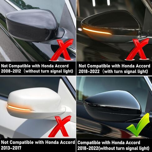 Compatible with Honda Accord Mirror Cover Replacement 2018-2022,10th Gen Accord Sedan Mirror Caps W/O Light for Left & Right Side,Replace 76251TVAA01,76201TVAA01,Glossy Black,1 Pair in Kuwait