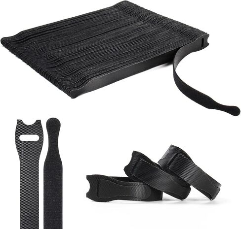 OneLeaf 180PCS Reusable Cable Ties, Black Adjustable 4-Inch Cord Organizer Ties, Multi-purpose Hook Loop Cable Management Wire Ties for Organizing Home, Office, Data Centers (OL-VCT-SG) in Kuwait