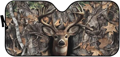 doginthehole 1-Piece Windshield Sun Shade Hunting Camo Foldable Car Front Window Sunshade for Cars SUV Truck Heat Blocker Visor Protector Blocks Max UV Rays and Keeps Your Vehicle Cool in Saudi Arabia