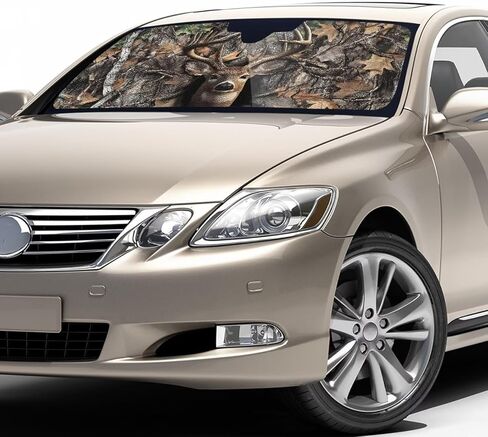 doginthehole 1-Piece Windshield Sun Shade Hunting Camo Foldable Car Front Window Sunshade for Cars SUV Truck Heat Blocker Visor Protector Blocks Max UV Rays and Keeps Your Vehicle Cool in Saudi Arabia