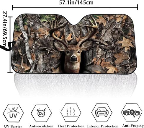 doginthehole 1-Piece Windshield Sun Shade Hunting Camo Foldable Car Front Window Sunshade for Cars SUV Truck Heat Blocker Visor Protector Blocks Max UV Rays and Keeps Your Vehicle Cool in Saudi Arabia