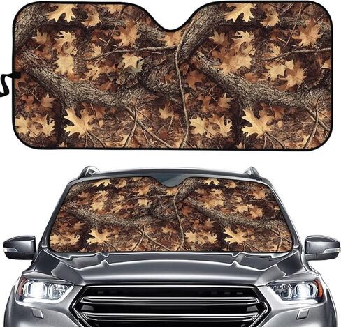 doginthehole 1-Piece Windshield Sun Shade Hunting Camo Foldable Car Front Window Sunshade for Cars SUV Truck Heat Blocker Visor Protector Blocks Max UV Rays and Keeps Your Vehicle Cool in Saudi Arabia