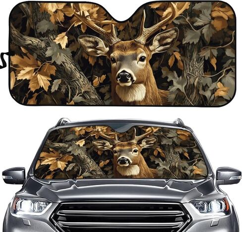 doginthehole 1-Piece Windshield Sun Shade Hunting Camo Foldable Car Front Window Sunshade for Cars SUV Truck Heat Blocker Visor Protector Blocks Max UV Rays and Keeps Your Vehicle Cool in Saudi Arabia