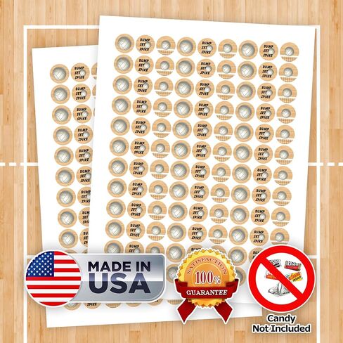 216 Sports Volleyball Kisses Stickers, Kisses Stickers for Birthday Party, Baby Shower, Wedding, Graduation, or Any Family Event Decorations, Candy Not Included. Made in USA in Saudi Arabia
